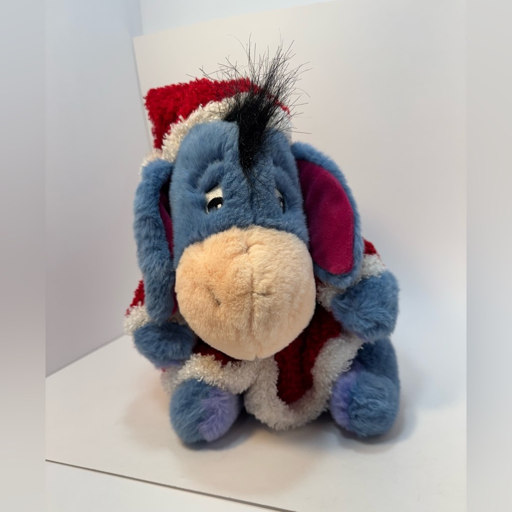 Disney Store Winnie the Pooh Eeyore Santa Suit Christmas Holiday Plush 11"